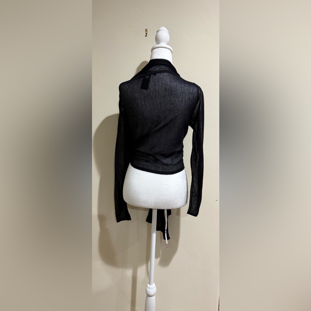 White House Black Market Black Sheer Cardigan - Picture 2 of 3